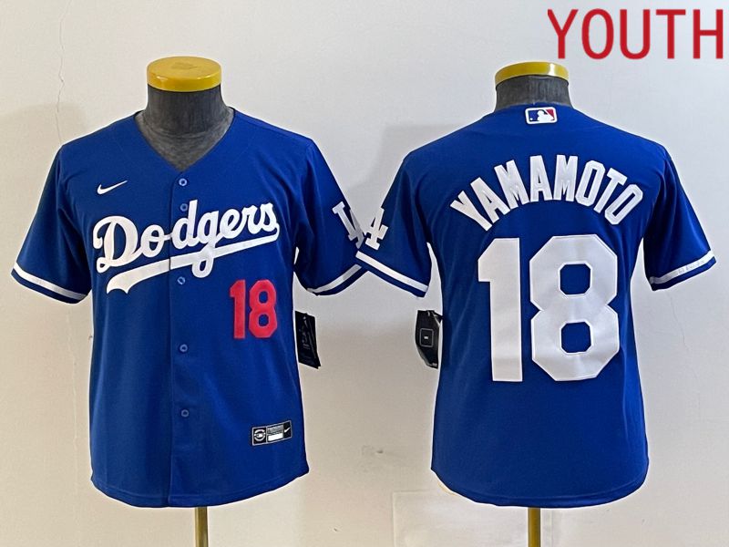 Youth Los Angeles Dodgers 18 Yamamoto Blue Nike Game MLB Jersey style 2